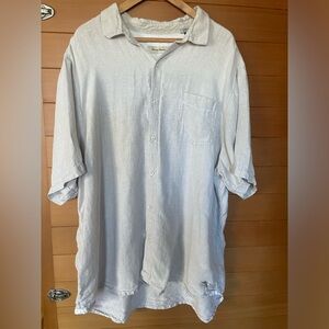 Tommy Bahama 100% Linen Men's Beige Short Sleeve Button Up Pocket Shirt XXL